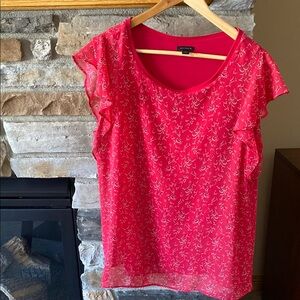Ann Taylor Pink Ruffled Blouse